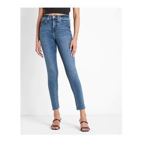 Express Women´s High Waisted  Raw Hem Skinny Jeans In Blue Size 10R